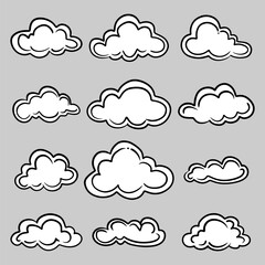 doodle set of clouds, vector illustration.