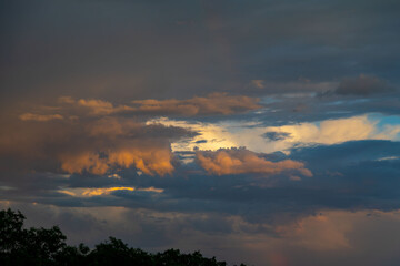 Wonderful colorful idyllic surreal sky at dawn