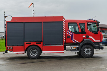 In this captivating scene, a state-of-the-art firetruck, equipped with advanced rescue technology,...