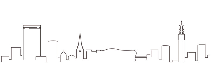 Birmingham Dark Line Simple Minimalist Skyline With White Background