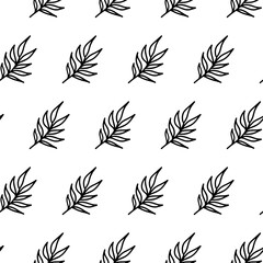 Fototapeta premium Branch of tropical flower seamless pattern Doodle with outline branch of tropical flowers background Tropical flower branch wrapper and wallpaper for gift, Valentine day, wedding, postcard invitation