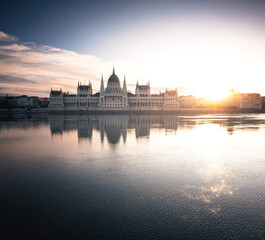 Hungarian Parliament in a fantastic sunset, Budapest, Hungary