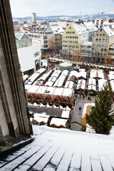 aerial view over Ulm christmas market