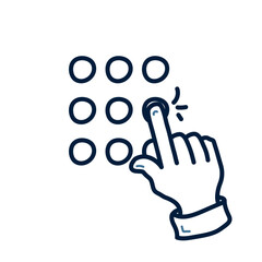 Hand drawn password input doodle line illustration. Enter pin doodle icon vector.
