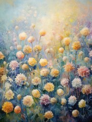 Obraz na płótnie Canvas beautiful abstract artwork of flowers in a contemporary style, characterized by muted colors, making it perfect for wall art decor, printing designs, and art posters