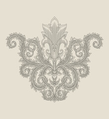 vintage baroque ornament floral frame, antique engraving drawing illustration