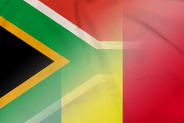 South Africa and Mali official flag transborder negotiation MLI ZAF - obrazy, fototapety, plakaty