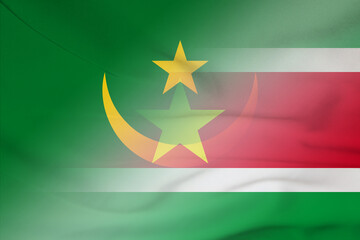Mauritania and Suriname political flag international relations SUR MRT
