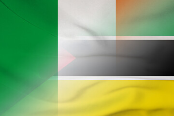Obraz premium Ireland and Mozambique political flag international relations MOZ IRL