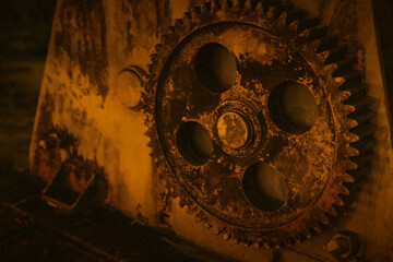 rusty gear of an old machinery