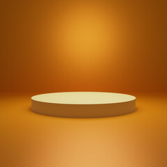 3D realistic orange and white cylinder pedestal podium background
