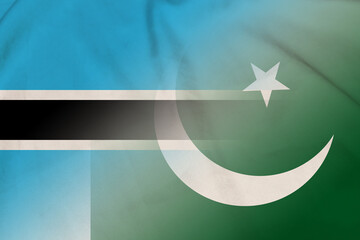 Obraz na płótnie Canvas Botswana and Pakistan national flag transborder relations PAK BWA