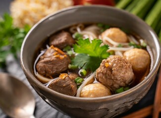 Cooked stew, closeup. Traditional Japanese food.
