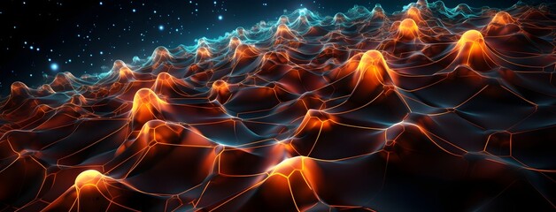 Abstract Digital Landscape with Glowing Lines