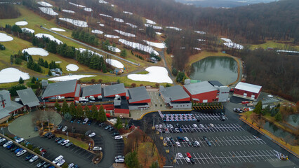 Aerial of Poconos Moutain in the Winter 