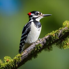 Obraz premium Hairy woodpecker perching on tree branch