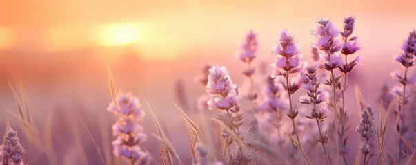 Obraz premium lavender field at sunset