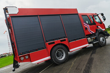 In this captivating scene, a state-of-the-art firetruck, equipped with advanced rescue technology,...