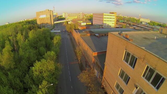 Road near park and factory of Russkiy Product company 