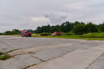 In this captivating scene, a state-of-the-art firetruck, equipped with advanced rescue technology,...