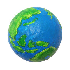 Painted planet earth globe, cut out isolated