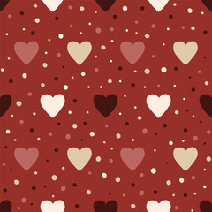 Valentine's Day Pattern Hearts and Dots Red