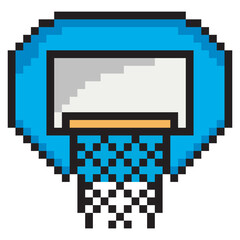 Basketball hoop backboard with pixel art design