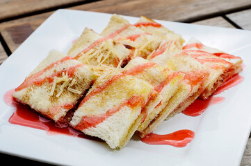 Strawberry flavored cheese toast