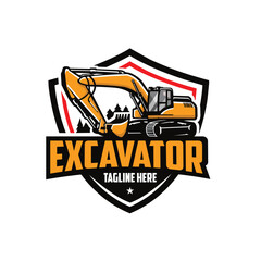 Excavator Company Badge Logo Vector. Best for Excavating Related Industry Logo