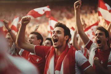 Plexiglas foto achterwand Austrian fans cheering on their team from the stands   © josepperianes
