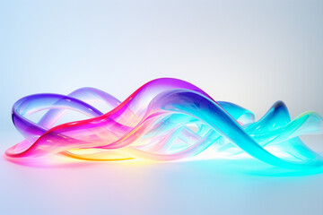 N&eacute;on effet flou, fum&eacute;e, vague en mouvement, multicolore sur fond blanc. Pour conception et cr&eacute;ation graphique, banni&egrave;re.