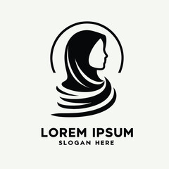 hijab vector black logo, hijab fashion logo vector symbol, Women Hijab Beauty Vector Logo Template