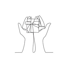 One continuous line drawing of various kinds of gifts ready to be given at family events vector illustration. Design with Minimalist black linear design. Gifts themes for your business asset design.