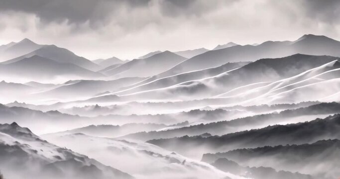 Abstract illustration of gray mountains landscape
