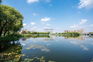 Obraz premium Scenery of Waterfront Cities in North China