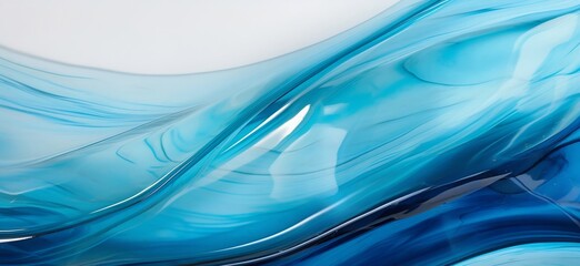 Abstract Swirls of Blue and Turquoise Glass Art. Generative ai