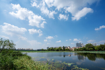 Fototapeta na wymiar Scenery of Waterfront Cities in North China