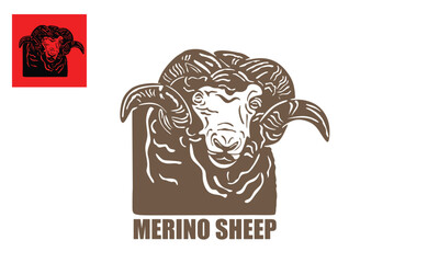 MERINO SHEEP HEAD LOGO, the wool maker sheep face vector illustrations