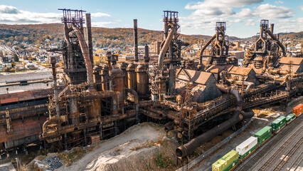 View of Bethlehem Steel steelmaking manufacturing plant in Pennsylvania