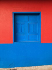 Color Wood Colonial Vintage Window Latina America Red and Blue