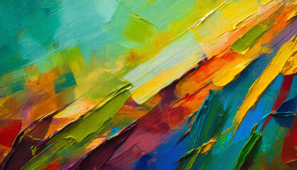 Vivid, textured abstract art: colorful strokes and blends on canvas, showcasing expressive brushwork & dynamic hues