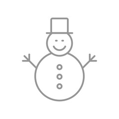 Snowman character head Christmas line icon. Christmas celebration minimal symbol, New Year festive or Xmas holiday simple vector sign or icon with snowman in hat and scarf personage