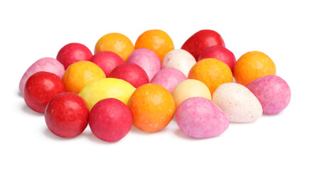 Many tasty bubble gums isolated on white