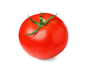 One fresh ripe tomato isolated on white