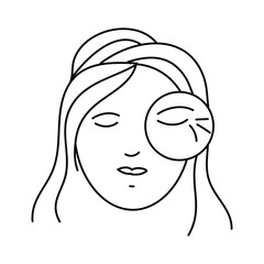 wrinkles on the eyes icon. anti aging icon for mobile concept flat liner illustration on white background..eps