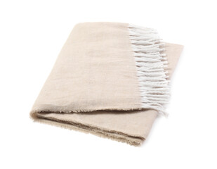 One beautiful beige blanket isolated on white