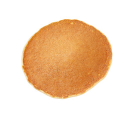 One fresh pancake isolated on white. Tasty breakfast