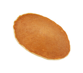 One fresh pancake isolated on white. Tasty breakfast