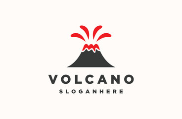 volcano vector logo illustration - obrazy, fototapety, plakaty