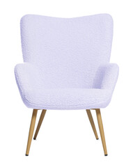 One comfortable lavender color armchair isolated on white